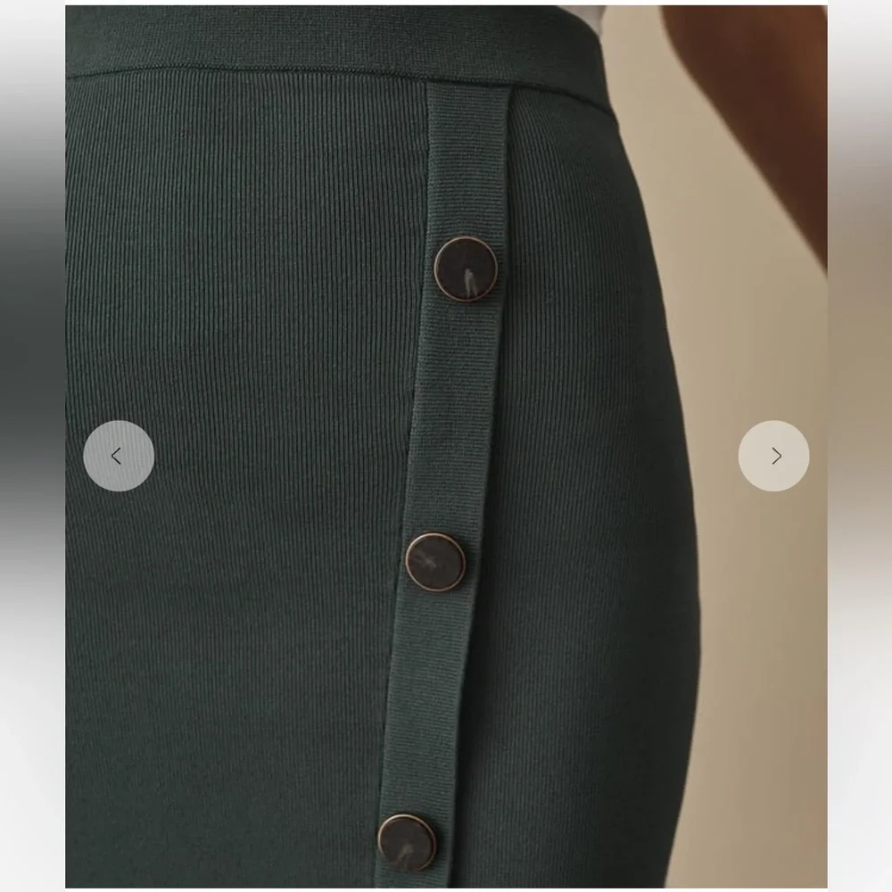 REISS Hatty Button Front Skirt Green Size M NWT